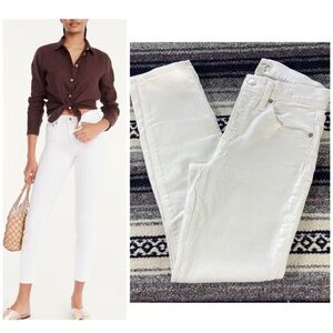 J. Crew 9” Toothpick Women's Size 27 White Skinny Jeans Stretch 27x28 Mid-Rise
